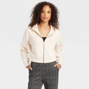 A New Day Women’s Zip-Up Hoodie Jacket – Cream – Size XL – NWT
